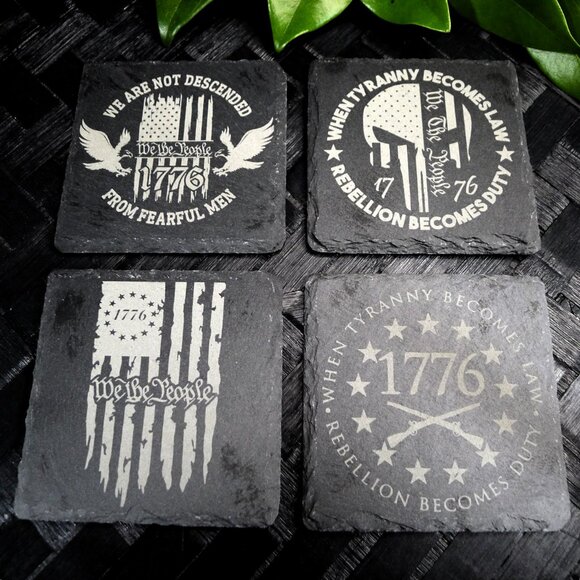 Patriotic Slate Coaster Set 1776 Coasters Slate Coasters- American Flag Coaster - Picture 14 of 16